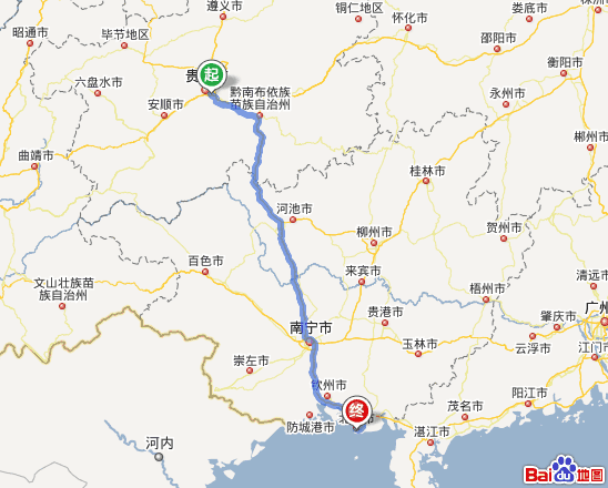 贵州到北海自驾游地图