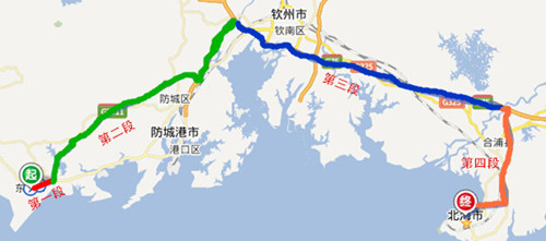 东兴到北海自驾车路线