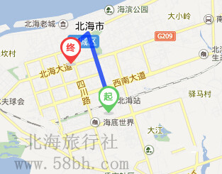 北部湾广场到北海火车站