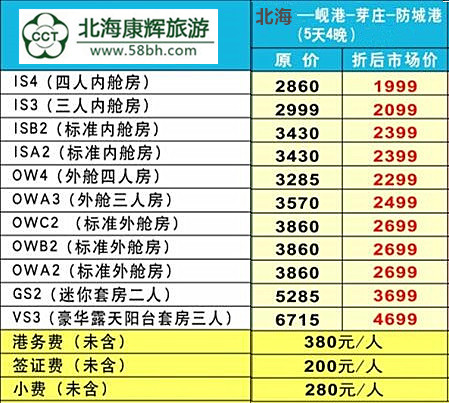 坐邮轮去越南旅游要几天,广西北海旅行社,
