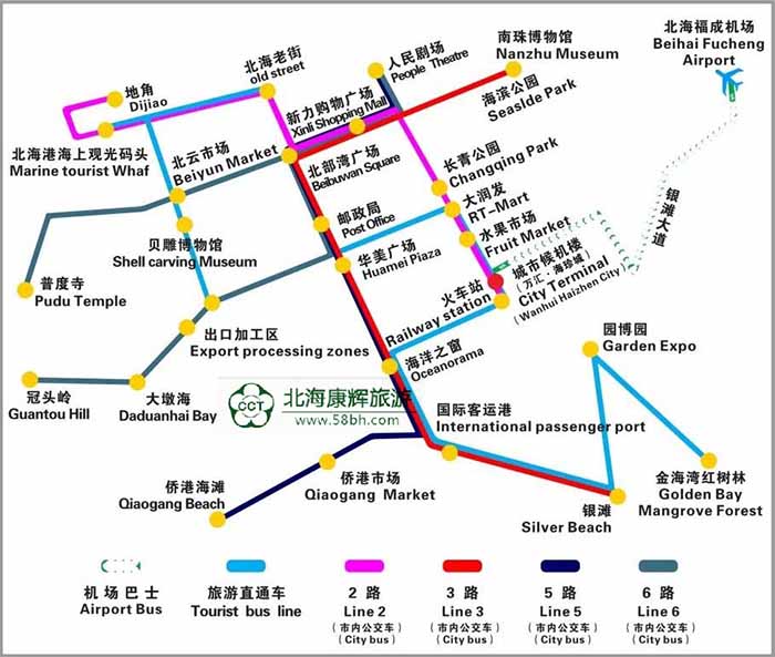 北海机场大巴路线图