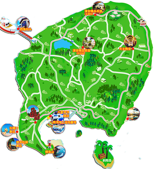 涠洲岛旅游景点分布图,广西北海旅游,