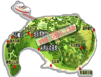 涠洲岛旅游景点分布图,