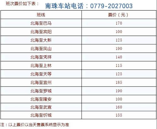 北海到巴马长途汽车通车
