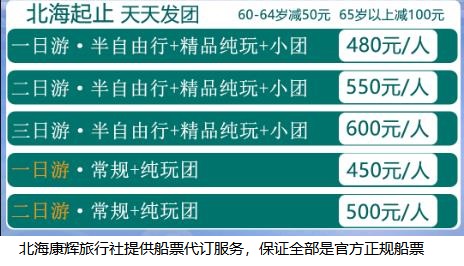 北海到涠洲岛的船票要150元