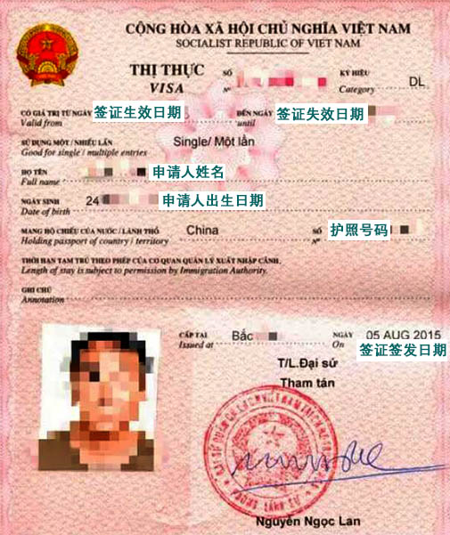 办越南旅游签证要护照和相片