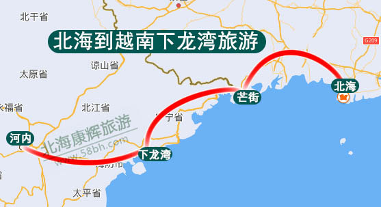 北海到越南下龙湾有450公里