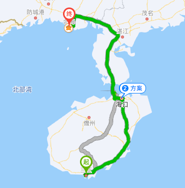 三亚坐动车到海口，海口坐船到北海